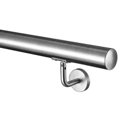 AICA Sanitaire Accessoire D'Escalier<Main courante - acier inox 304 - 100cm - Rampe escalier mural avec embouts - Pour intérieur et extérieur - Avec supports muraux