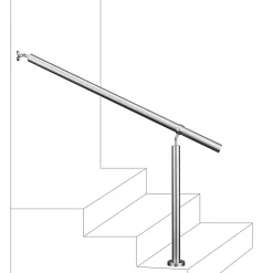 AICA Sanitaire Main courante 1.2 m argent inox 201 fixation sol et mur escaliers intérieur extérieur by Aica- Accessoire D'Escalier