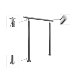 AICA Sanitaire Accessoire D'Escalier<Main courante 1 m argent inox 201 fixation sol mur escaliers rampes intérieur extérieur by Aica