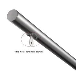 AICA Sanitaire Accessoire D'Escalier<Main courante 1 m argent inox 201 fixation sol mur escaliers rampes intérieur extérieur by Aica