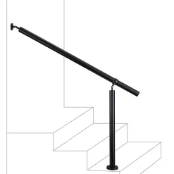AICA Sanitaire Main courante 1.5 m noir inox 201 fixation sol et mur escaliers intérieur extérieur by Aica- Accessoire D'Escalier