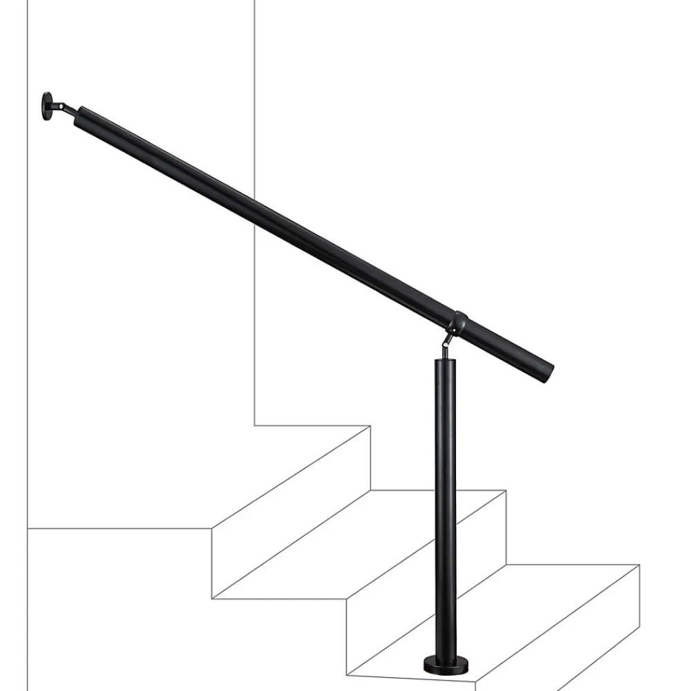 AICA Sanitaire Main courante 1 m noir inox 201 fixation sol et mur escaliers intérieur extérieur by Aica- Accessoire D'Escalier