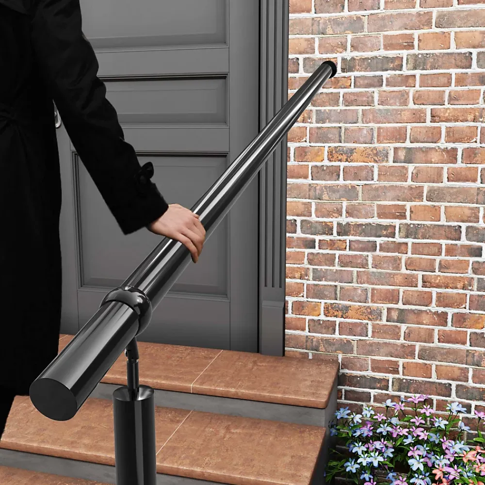 AICA Sanitaire Main courante 1 m noir inox 201 fixation sol et mur escaliers intérieur extérieur by Aica- Accessoire D'Escalier
