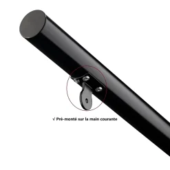 AICA Sanitaire Accessoire D'Escalier<Main courante 1.5 m noir mat inox 201 installation verticale escaliers rampes intérieur extérieur by Aica