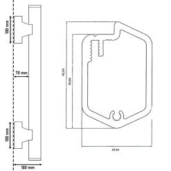 Homewell Accessoire D'Escalier<Main courante alu 1 mètre - Finition anodisée argent - Kit avec 2 supports muraux et embouts noirs