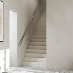 AICA Sanitaire Accessoire D'Escalier<Main courante 80cm diam 42.4mm inox 304 Argent avec 2 supports - rampe escalier murale