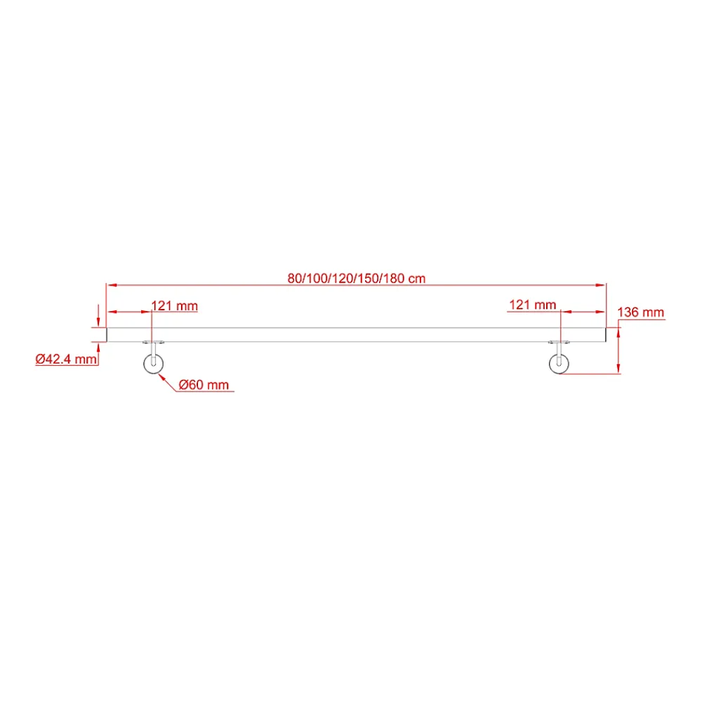 AICA Sanitaire Main courante 180cm, inox 304, Noir mat, rampe d'escalier ronde, avec 2 supports muraux, intérieur & extérieur- Accessoire D'Escalier