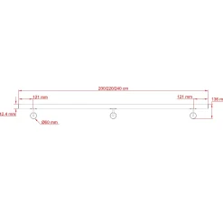 AICA Sanitaire Main courante 240cm, inox 304, Noir mat, rampe d'escalier ronde, avec 3 supports muraux, intérieur & extérieur- Accessoire D'Escalier