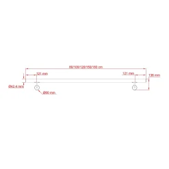 AICA Sanitaire Main courante 100cm, inox 304, Noir mat, rampe d'escalier ronde, avec 2 supports muraux, intérieur & extérieur- Accessoire D'Escalier