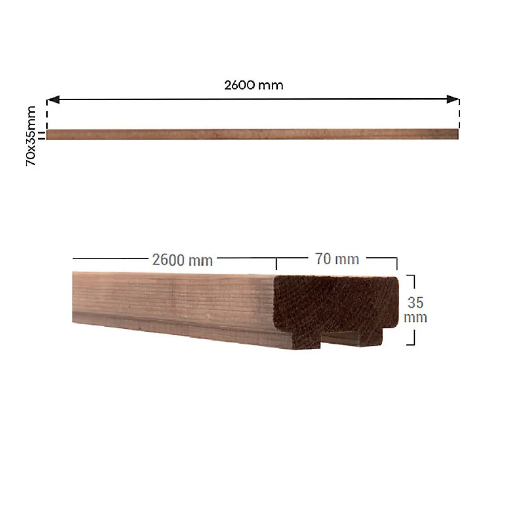 Kordo Main courante sapin pour pose murale ou garde-corps, Moka- Accessoire D'Escalier