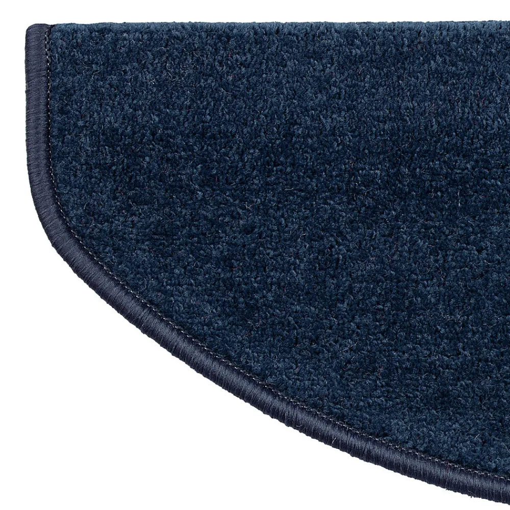 Floordirekt Marchettes d'escalier Dynasty Velours, antidérapantes, Bleu, Semi-Circulaire, 23,5 x 65 cm -- Accessoire D'Escalier