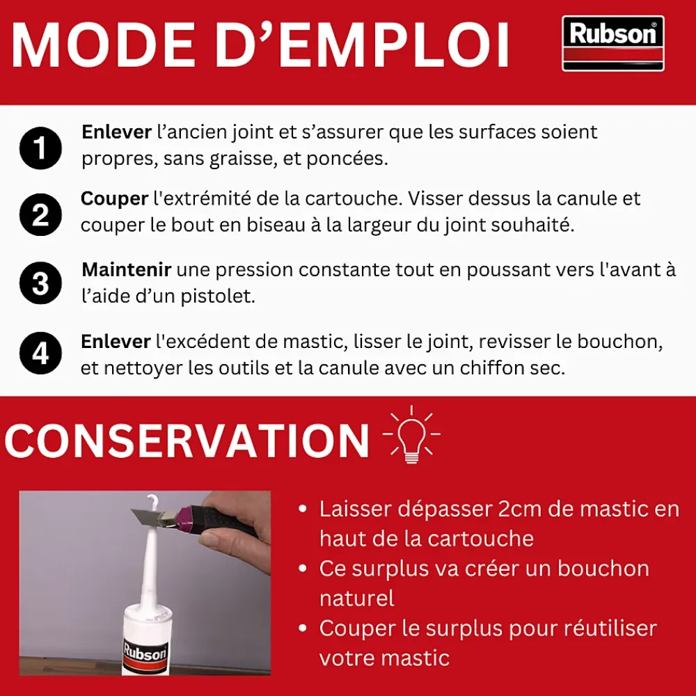 Rubson Colle Carrelage Mural<Mastic pour parquet RAL7016 280ml
