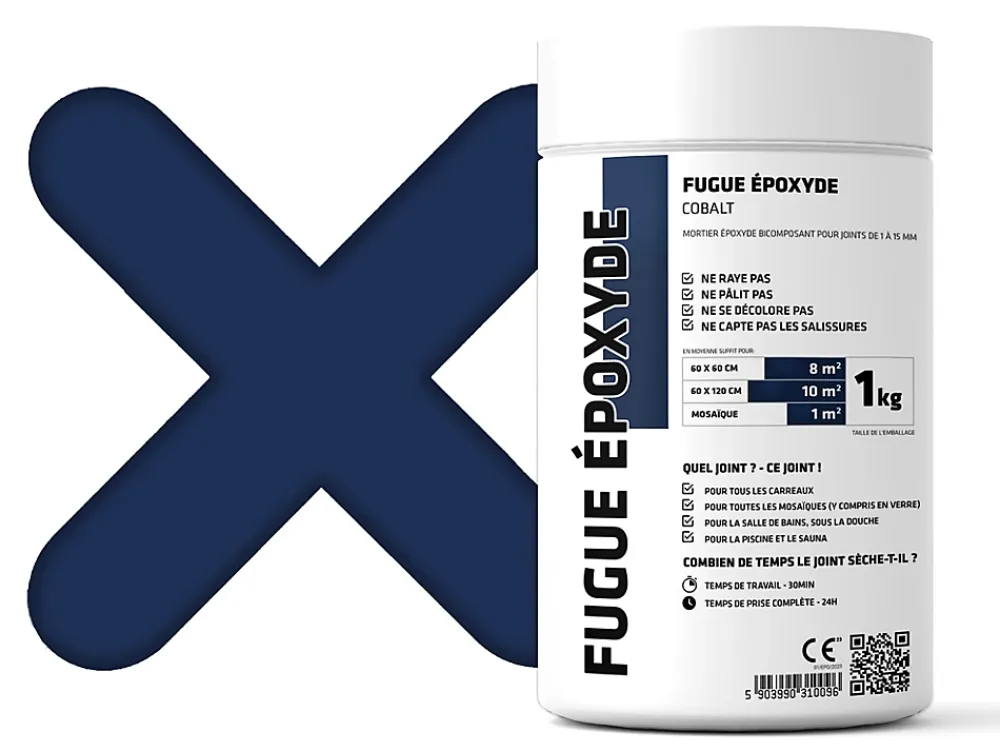 Ilcom Joint Carrelage Sol<Mastic époxy bi-composant pour le remplissage des joints - Bleu cobalt - 1Kg