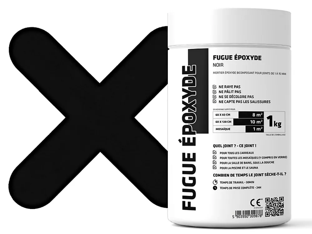 Ilcom Joint Carrelage Sol<Mastic époxy bi-composant pour le remplissage des joints - Noir - 1Kg