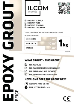 Ilcom Mastic époxy bi-composant pour le remplissage des joints - Beige - 1Kg- Joint Carrelage Sol