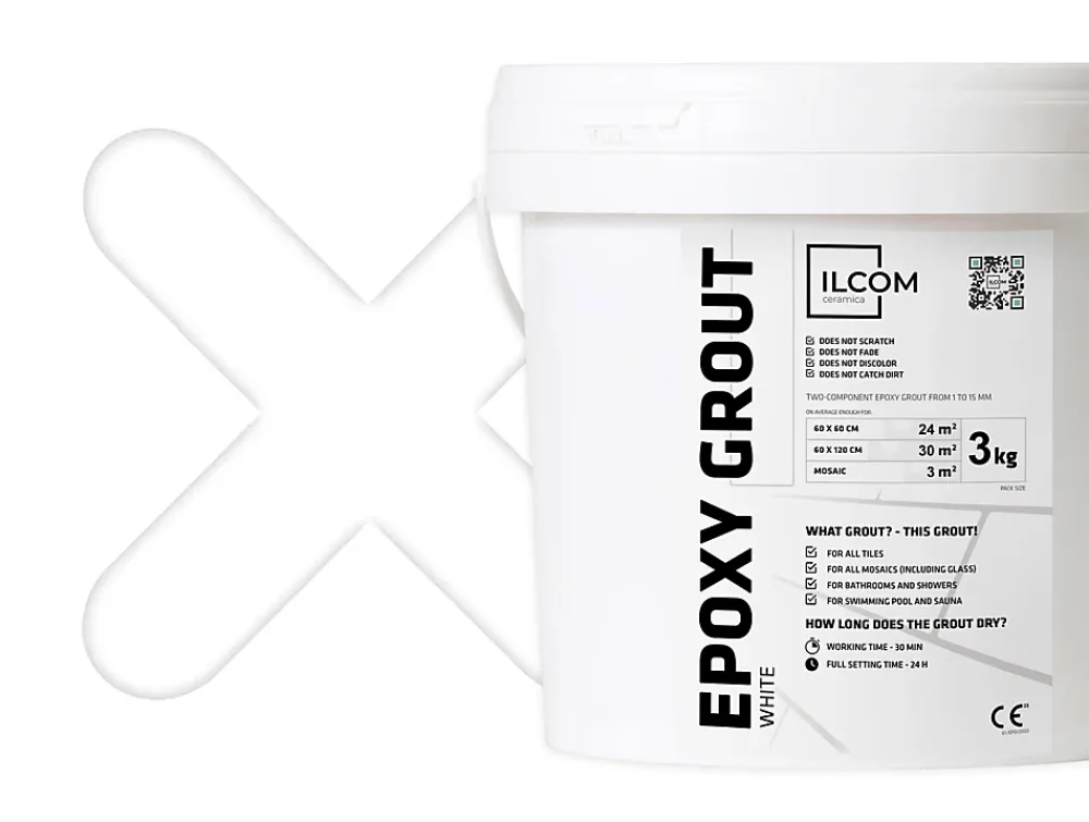 Ilcom Mastic époxy bi-composant pour le remplissage des joints - Blanc - 3Kg- Joint Carrelage Sol
