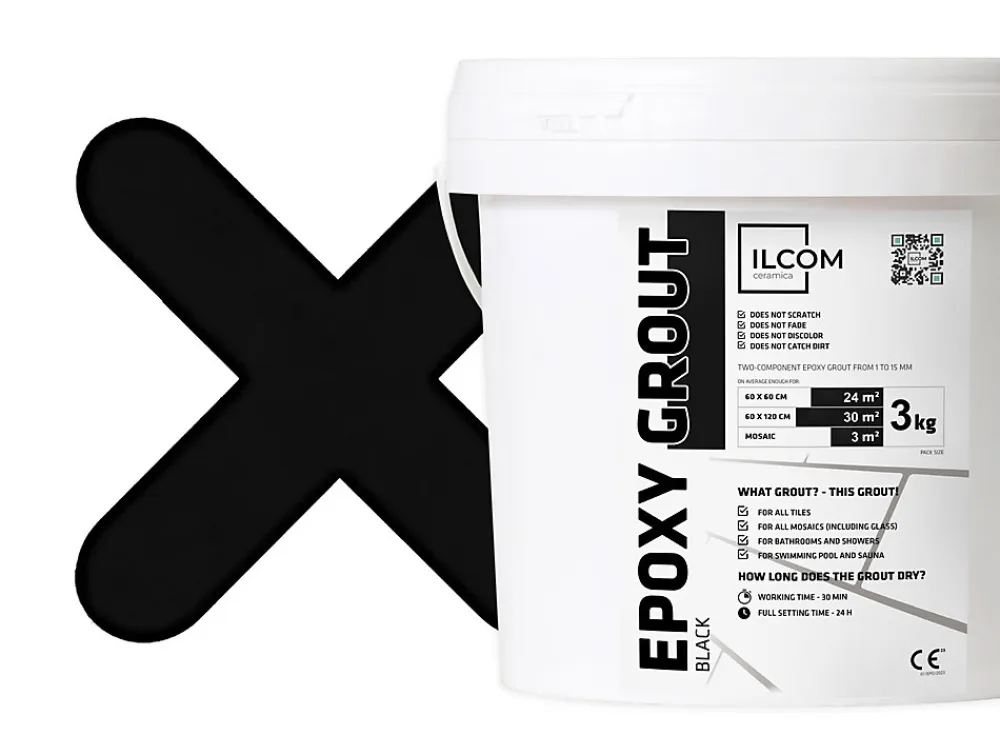 Ilcom Mastic époxy bi-composant pour le remplissage des joints - Noir - 3Kg- Joint Carrelage Sol