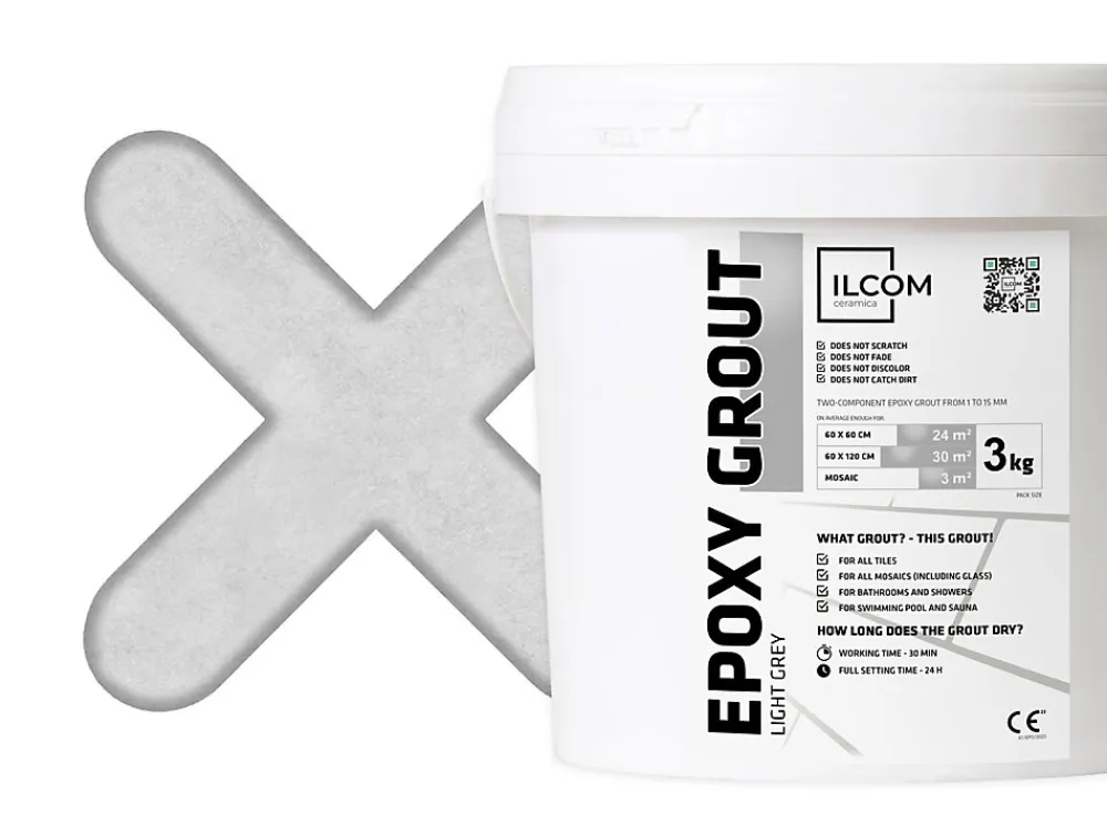 Ilcom Joint Carrelage Sol<Mastic époxy bi-composant pour le remplissage des joints - Gris - 3Kg
