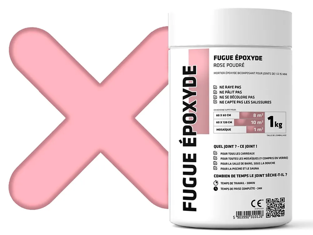 Ilcom Mastic époxy bi-composant pour le remplissage des joints - Rose - 1Kg- Joint Carrelage Sol