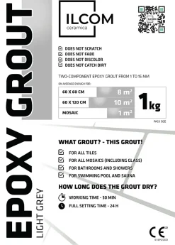 Ilcom Joint Carrelage Sol<Mastic époxy bi-composant pour le remplissage des joints - Gris - 1Kg