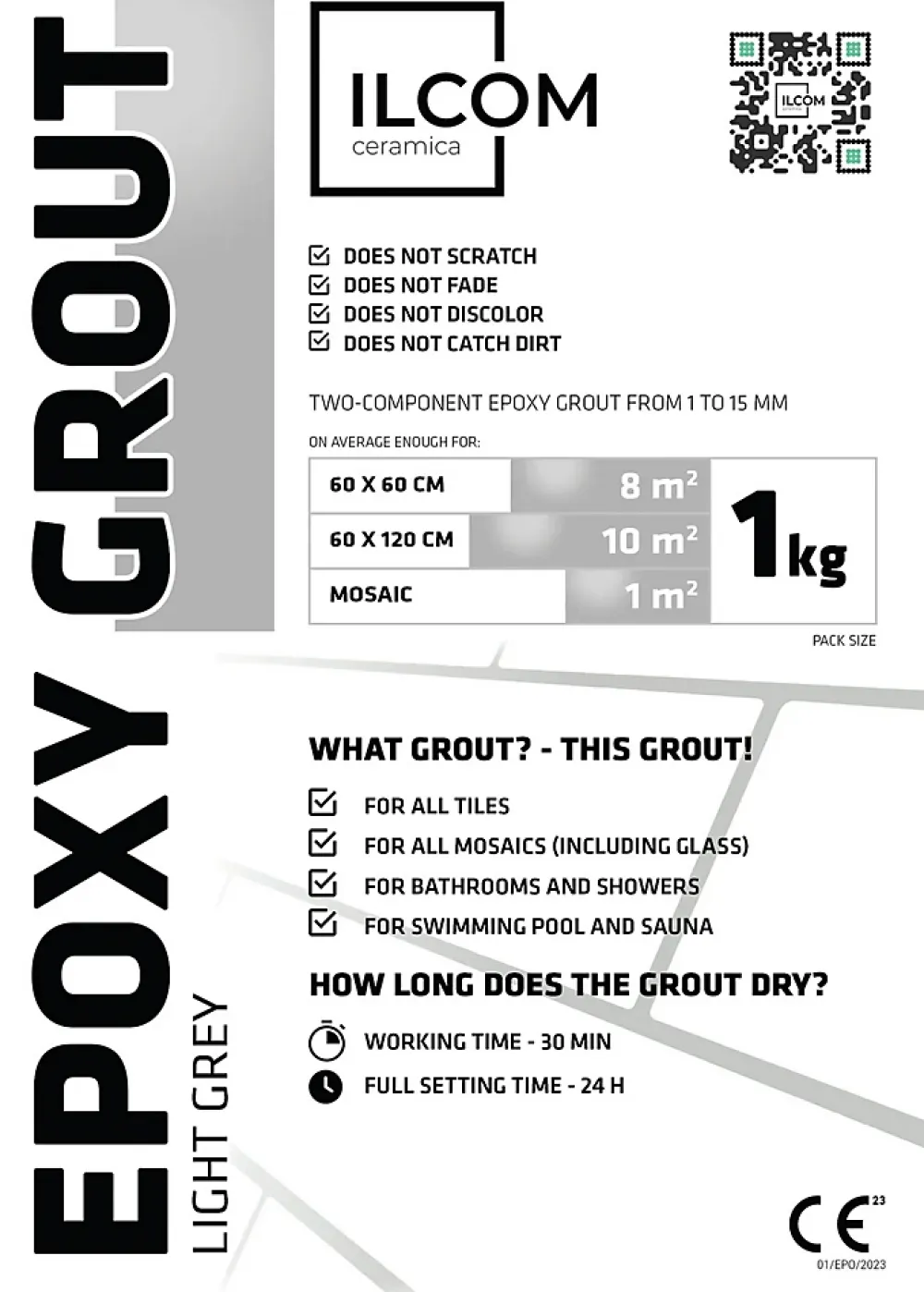 Ilcom Joint Carrelage Sol<Mastic époxy bi-composant pour le remplissage des joints - Gris - 1Kg