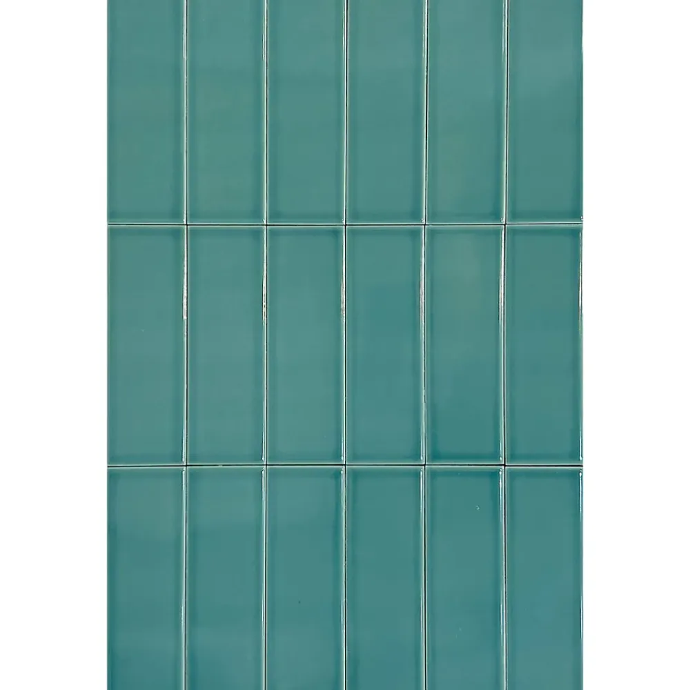 Lux Mosaic Mini Brick Ikon Lisse Teal Série Revêtement Porcelaine Premium 5x15cm- Carrelage Mural Uni