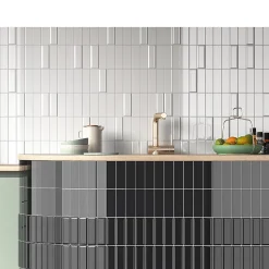 Lux Mosaic Mini Brick Ikon Lisse White Série Revêtement Porcelaine Premium 5x15cm- Carrelage Mural Pour Pièce À Vivre|Carrelage Mural Uni