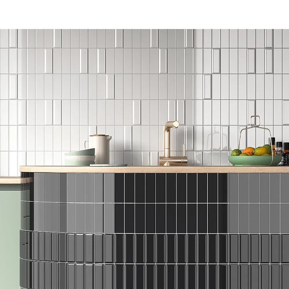Lux Mosaic Mini Brick Ikon Lisse White Série Revêtement Porcelaine Premium 5x15cm- Carrelage Mural Pour Pièce À Vivre|Carrelage Mural Uni