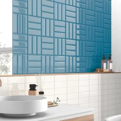 Lux Mosaic Carrelage Mural Uni|Carrelage Mural Pour Wc<Mini Brick Ikon Pillow Blue Série Revêtement Porcelaine Premium 5x15cm