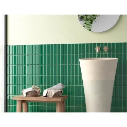 Lux Mosaic Carrelage Mural Uni|Carrelage Mural Pour Cuisine<Mini Brick Ikon Pillow Green Série Revêtement Porcelaine Premium 5x15cm