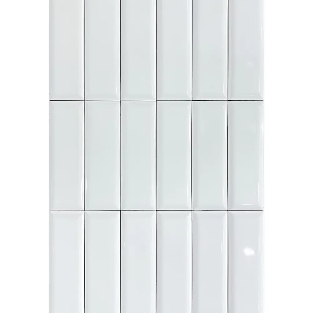 Lux Mosaic Carrelage Mural Uni<Mini Brick Ikon Pillow White Série Revêtement Porcelaine Premium 5x15cm
