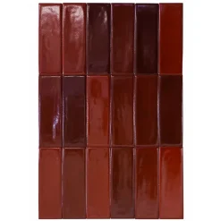Lux Mosaic Mini Brick Série Calpe Red Porcelaine Premium 5x15cm.- Carrelage Mural Pour Cuisine
