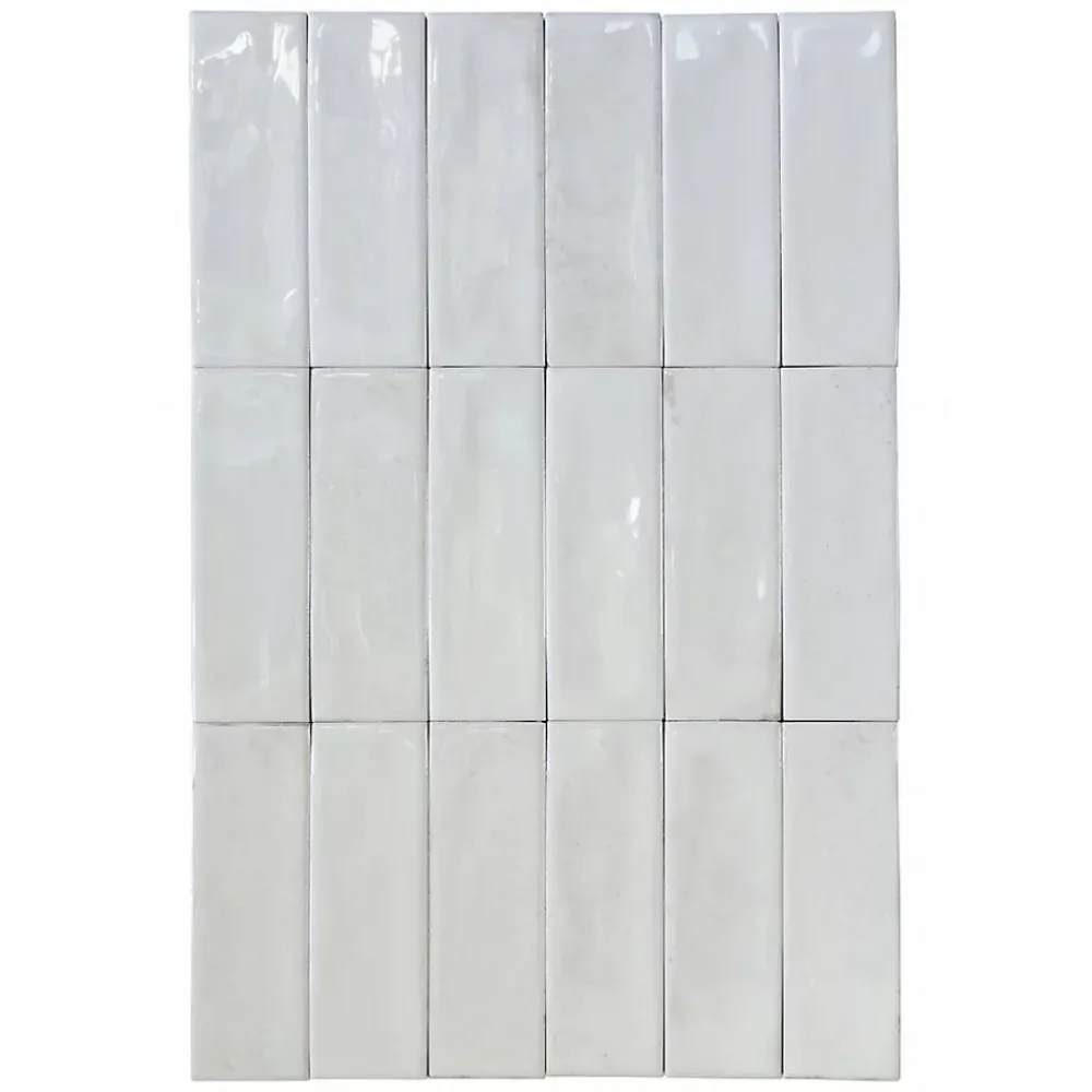 Lux Mosaic Mini Brick Série Calpe White Porcelaine Premium 5x15cm.- Carrelage Mural Pour Wc