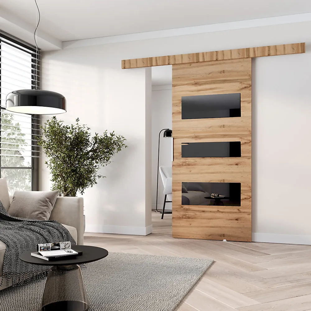 MINIO go for it , porte coulissante CLEAN C 86 cm portes de chambre, Chêne Wotan- Porte Coulissante