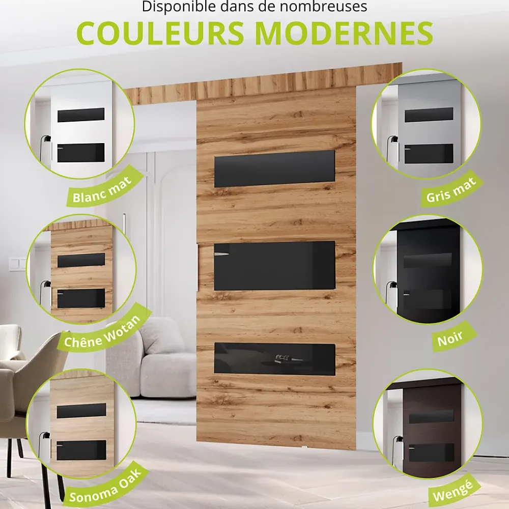 MINIO go for it , porte coulissante CLEAN C 86 cm portes de chambre, Chêne Wotan- Porte Coulissante
