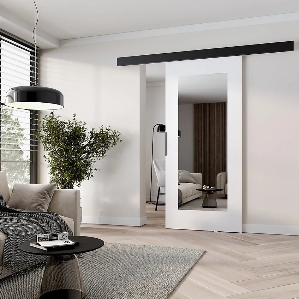MINIO go for it Porte Coulissante<, porte coulissante PRIM, 106 cm, avec miroir, Blanc / Noir