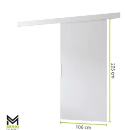 MINIO go for it Porte Coulissante<, porte coulissante PRIM, 106 cm, avec miroir, Blanc / Noir