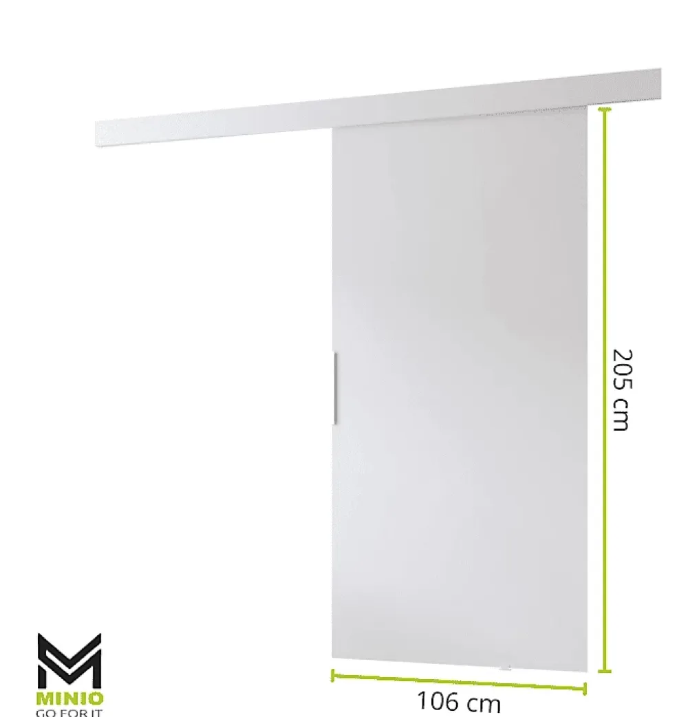 MINIO go for it Porte Coulissante<, porte coulissante PRIM, 106 cm, avec miroir, Blanc / Noir