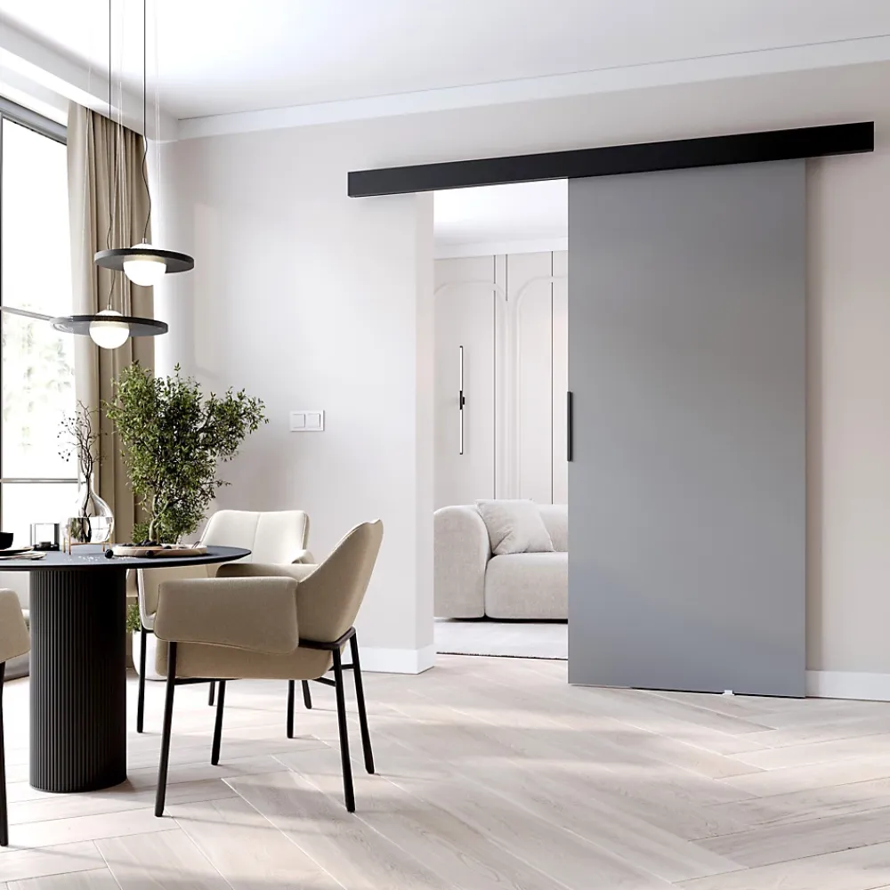 MINIO go for it , porte coulissante PRIM A 96 cm, Poignée noire, Gris / Noir- Porte Coulissante