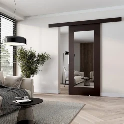 MINIO go for it , porte coulissante CLEAN I 86 cm portes de chambre, avec miroir, wengé- Porte Coulissante