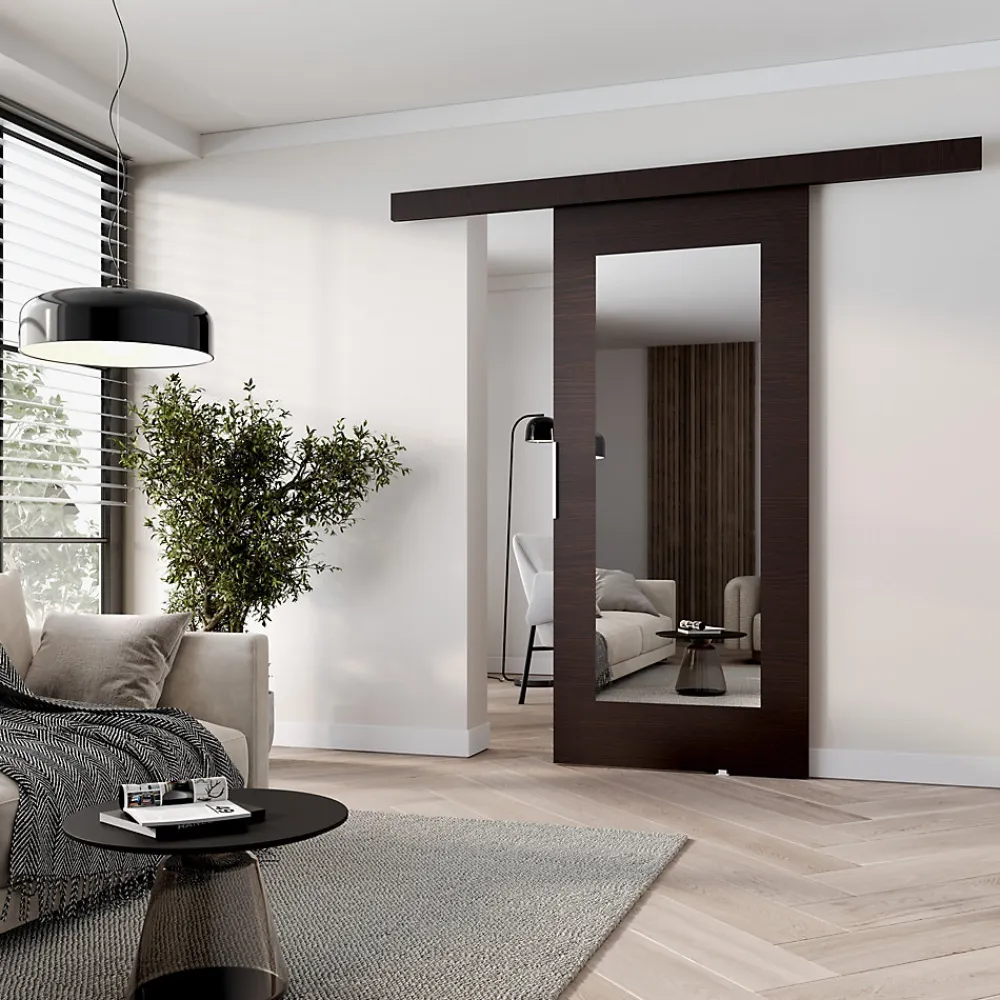 MINIO go for it , porte coulissante CLEAN I 86 cm portes de chambre, avec miroir, wengé- Porte Coulissante