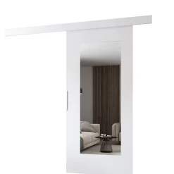 MINIO go for it , porte coulissante CLEAN I 96 cm portes de chambre, avec miroir, Blanc- Porte Coulissante