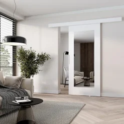 MINIO go for it , porte coulissante CLEAN I 96 cm portes de chambre, avec miroir, Blanc- Porte Coulissante