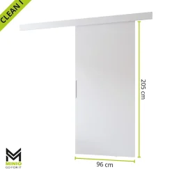 MINIO go for it , porte coulissante CLEAN I 96 cm portes de chambre, avec miroir, Blanc- Porte Coulissante
