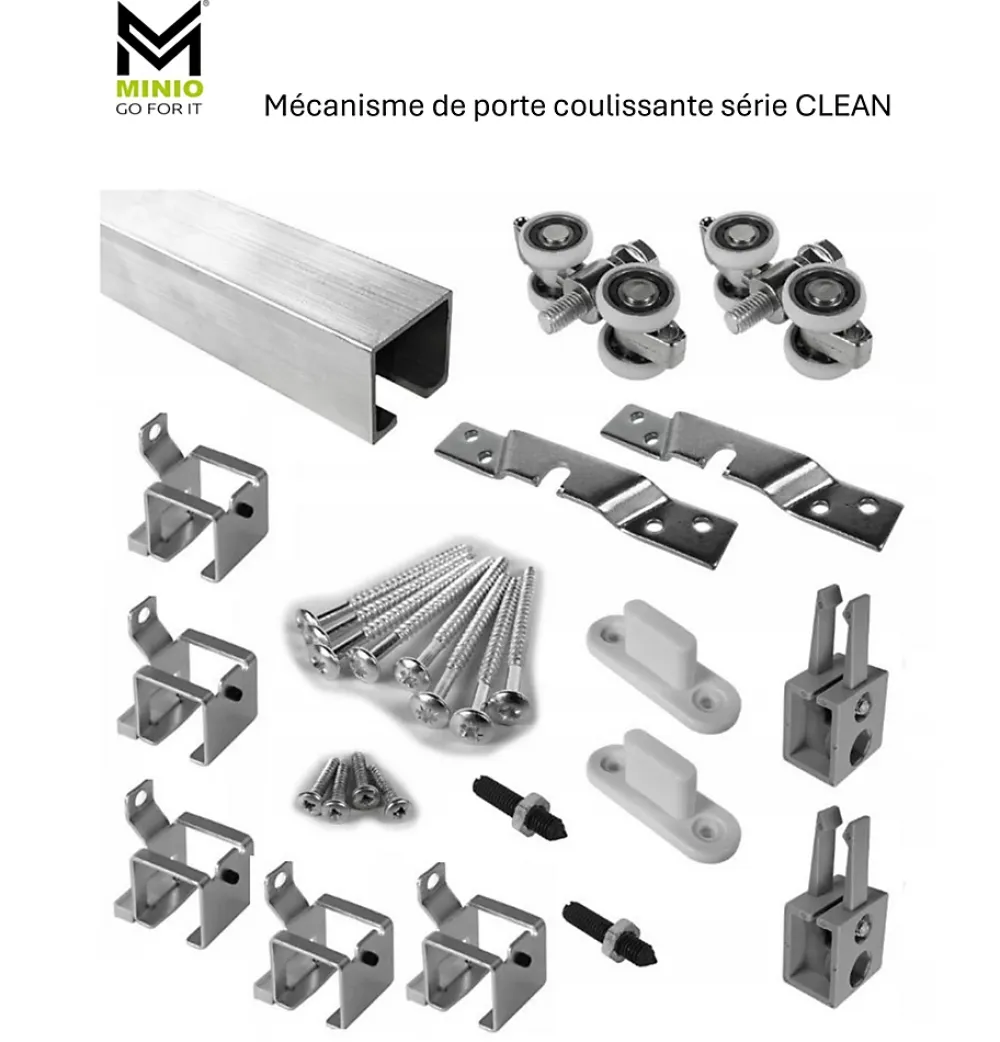 MINIO go for it , porte coulissante CLEAN I 96 cm portes de chambre, avec miroir, Blanc- Porte Coulissante