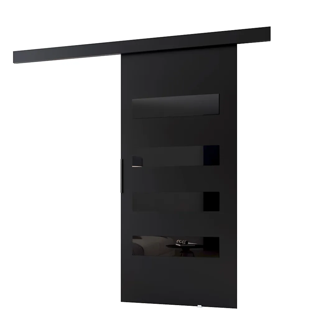 MINIO go for it , porte coulissante PRIM F 106 cm, Noir / noir / éléments décoratifs-noir / poignée noire- Porte Coulissante