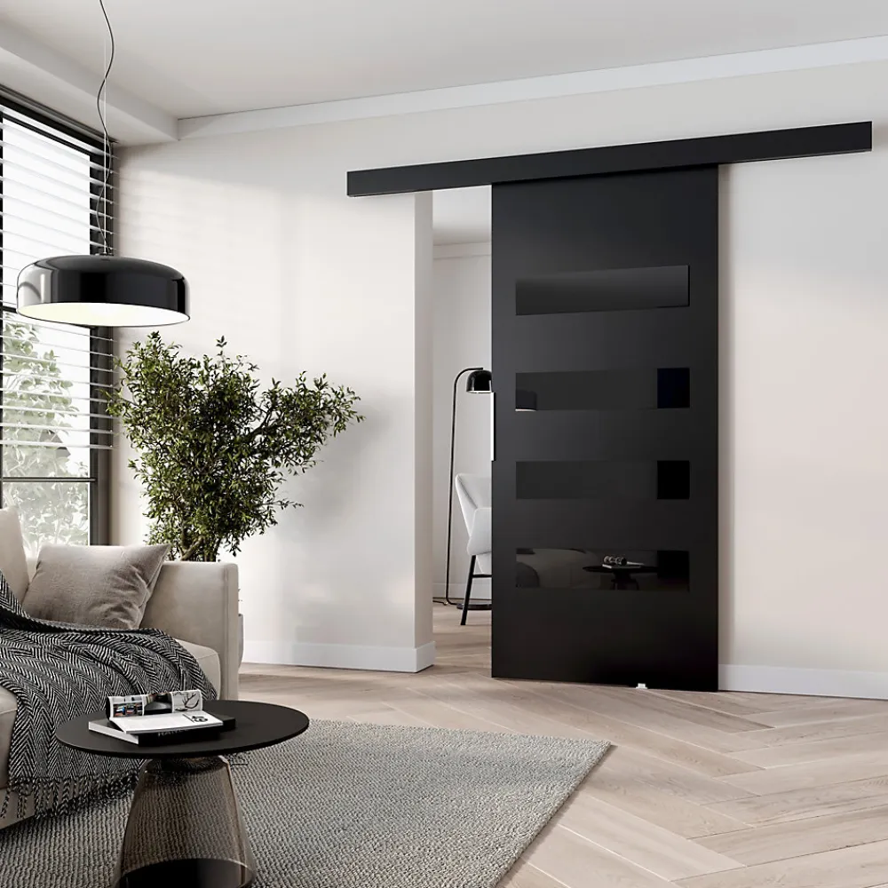 MINIO go for it , porte coulissante PRIM F 106 cm, Noir / noir / éléments décoratifs-noir / poignée noire- Porte Coulissante