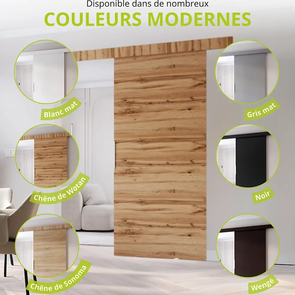 MINIO go for it , porte coulissante CLEAN A 96 cm portes de chambre, Blanc- Porte Coulissante