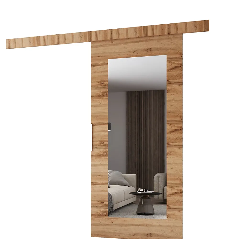 MINIO go for it Porte Coulissante<, porte coulissante CLEAN I 86 cm portes de chambre, avec miroir, Chêne Wotan