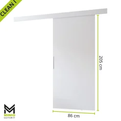 MINIO go for it Porte Coulissante<, porte coulissante CLEAN I 86 cm portes de chambre, avec miroir, Chêne Wotan
